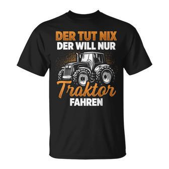 Trecker Der Tut Nix Der Will Nur Traktor Fahren Men's Black T-Shirt - Seseable