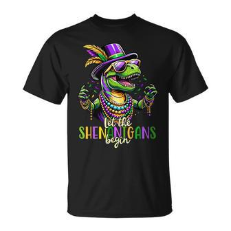 Trex Dinosaur Mardi Gras Costume Let The Shenanigans Begin T-Shirt - Thegiftio UK