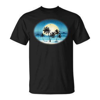 Tropical Island Summer Beach Scene Surf T-Shirt - Monsterry AU