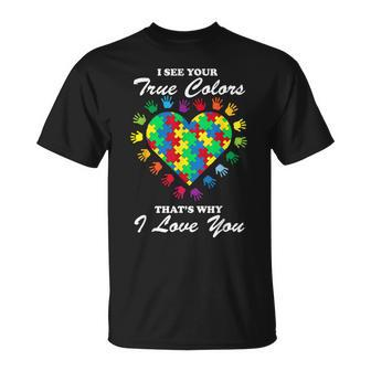 True Colors Heart Puzzle Cool Autism Awareness T-Shirt - Monsterry CA