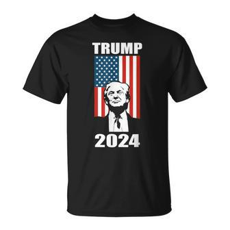 Trump 2024 Reelect President Donald Trump American Flag Maga T-Shirt - Monsterry AU