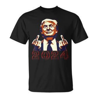 Trump Giving Finger 2024 Flipping Off T-Shirt | Mazezy
