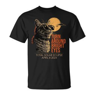 Turn Around Bright Eyes Cat Wearing Glasses Total Eclipse T-Shirt - Seseable