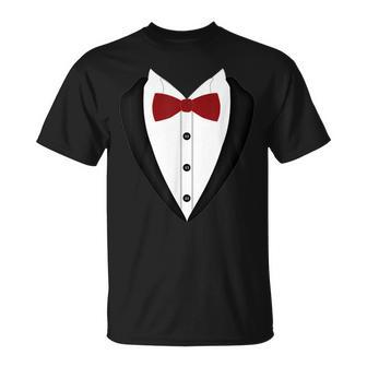 Tuxedo With Red Bow Tie Printed Suit T-Shirt - Monsterry UK