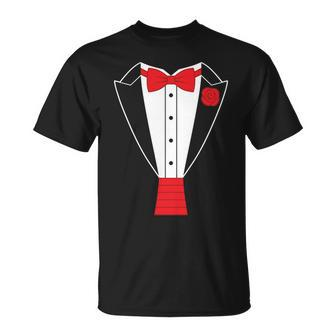Tuxedo Red Bow Tie T-Shirt - Monsterry CA