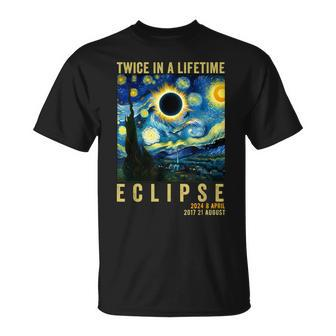 Twice In Lifetime Eclipse April 8 2024 Starry Night Van Gogh T-Shirt - Seseable