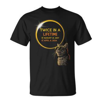 Twice In Lifetime Total Solar Eclipse April 08 2024 Cat T-Shirt - Thegiftio UK