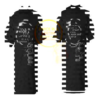 Twice In Lifetime Total Solar Eclipse April 08 2024 Cat T-Shirt - Thegiftio