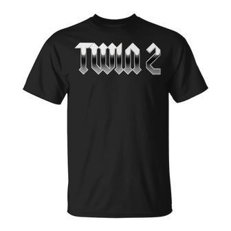 Twin 1 Twin 2 Adult Twin Matching Heavy Metal T-Shirt - Monsterry