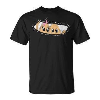 Twin Pregnancy Peeking Boy And Girl Mom To Be T-Shirt - Monsterry AU