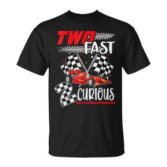 Two Fast 2 Curious Racing 2Nd Birthday Boy Girl T-Shirt - Seseable