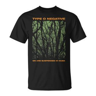 Type Negative Tree We Are Suspend In Dark T-Shirt - Seseable