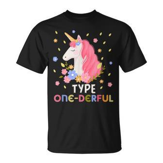 Type One-Derful Unicorn Diabetic Type 1 Diabetes T1d T-Shirt - Monsterry