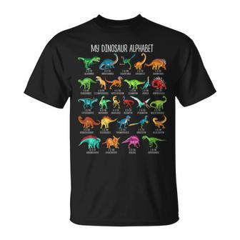Types Of Dinosaur Alphabet A-Z Abc Dino Identification T-Shirt - Seseable