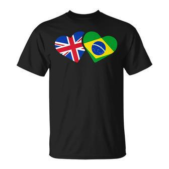 Uk Brazil Flag T Heart British Brazilian Love Cute T-Shirt - Thegiftio UK