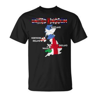 Uk Flag Map England Scotland Wales Northern Ireland Maps T-Shirt - Thegiftio UK