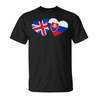 Uk Slovakia Flag T Heart British Slovakian Love Cute T-Shirt - Thegiftio UK