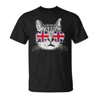 Uk Union Jack Flag English England Cat Lover British T-Shirt - Monsterry