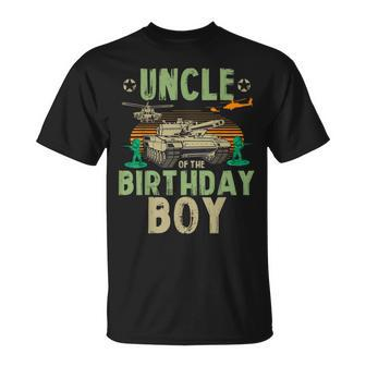 Uncle Of The Birthday Boy Army Party Matching Family T-Shirt - Monsterry