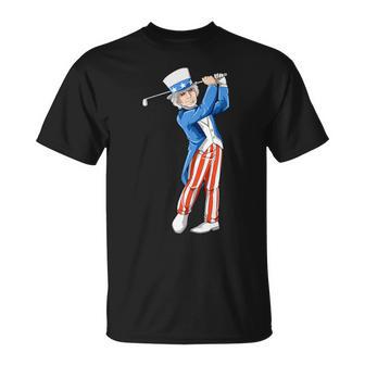 Uncle Sam Golf Patriotic 4Th Of July American Flag Golf T-Shirt - Monsterry DE