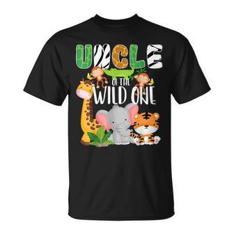 Uncle Of The Wild One Zoo Theme Birthday Safari Animals T-Shirt - Thegiftio UK