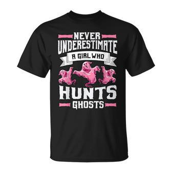 Never Underestimate A Girl Who Hunts Ghosts Ghost Hunting T-Shirt - Monsterry UK