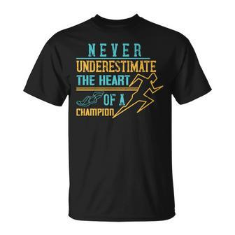 Never Underestimate The Heart Of A Champion Runner T-Shirt | Mazezy