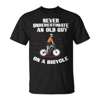 Never Underestimate An Old Guy On A Bicycle Fathers Day T-Shirt - Thegiftio UK