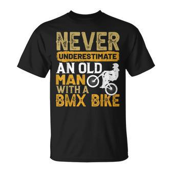 Never Underestimate An Old Man With A Bmx Bike Cycling T-Shirt | Mazezy