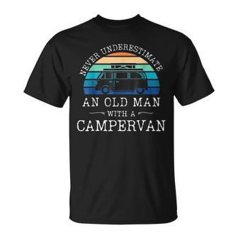 Never Underestimate And Old Man With A Campervan T-Shirt - Thegiftio UK