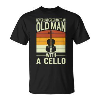 Never Underestimate An Old Man With Cello Musician Cellist T-Shirt - Seseable