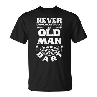 Never Underestimate An Old Man With A Dart Darts T-Shirt - Thegiftio UK