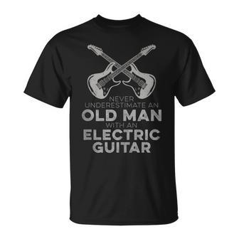 Never Underestimate An Old Man With An Electric Guitar Humor T-Shirt - Monsterry DE