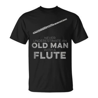 Never Underestimate An Old Man With Flute Vintage Novelty T-Shirt - Monsterry UK