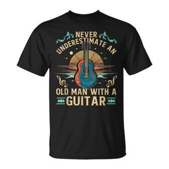 Never Underestimate An Old Man With A Guitar Acoustic Player T-Shirt - Monsterry CA