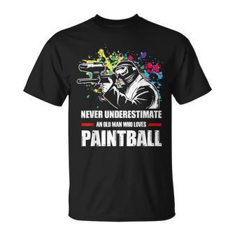 Never Underestimate An Old Man Who Loves Paintball Game Men T-Shirt - Monsterry CA