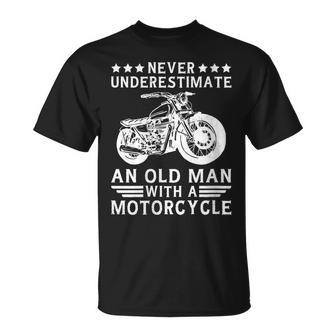 Never Underestimate An Old Man With A Motorcycle Grandpa T-Shirt - Monsterry CA