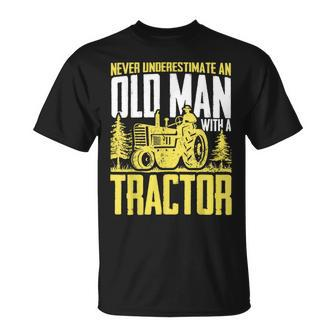 Never Underestimate An Old Man With A Tractor Farming Farm T-Shirt | Mazezy DE