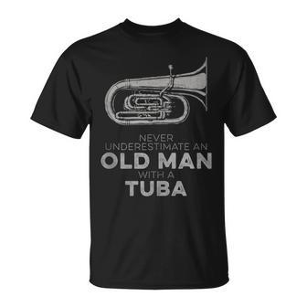 Never Underestimate An Old Man With A Tuba Vintage Novelty T-Shirt - Monsterry UK
