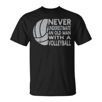 Never Underestimate An Old Man With Volleyball Coach Grandpa T-Shirt | Mazezy DE