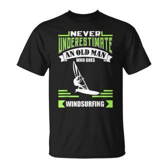 Never Underestimate An Old Man Windsurfing T-Shirt | Mazezy