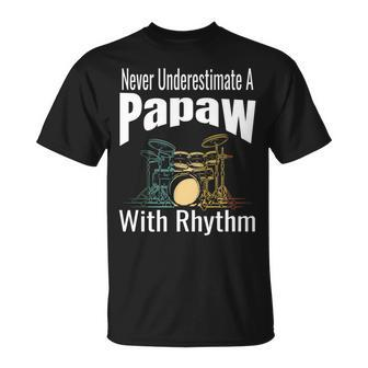 Never Underestimate A Papaw With Rhythm Drum Set Retro T-Shirt | Mazezy