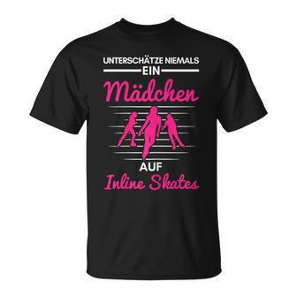 Underschätze Nie Mädchen Auf Inline Skates Inline Skating T-Shirt - Seseable