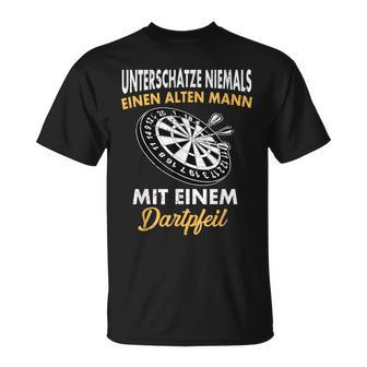 Underschätze Niemals Einen Old Mann Mit Einem Dartpfeil T-Shirt - Geschenkecke