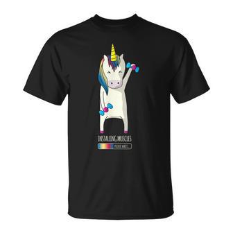 Unicorn Installing Muscle Fitness Gym Workout T-Shirt - Monsterry DE