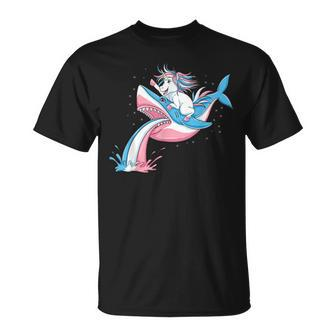 Unicorn Riding Trans Pride Shark Transgender T-Shirt - Thegiftio UK