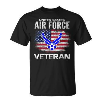 United States Air Force Veteran With American Flag T-Shirt - Monsterry DE