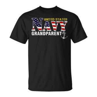 United States Flag American Navy Grandparent Veteran T-Shirt - Monsterry DE