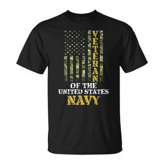 United States Navy Veteran Patriotic American Flag Camo T-Shirt - Monsterry CA