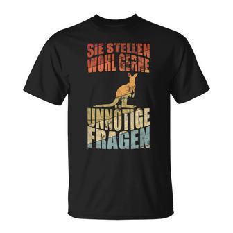 Unnötige Fragen Retro Känguru T-Shirt - Geschenkecke